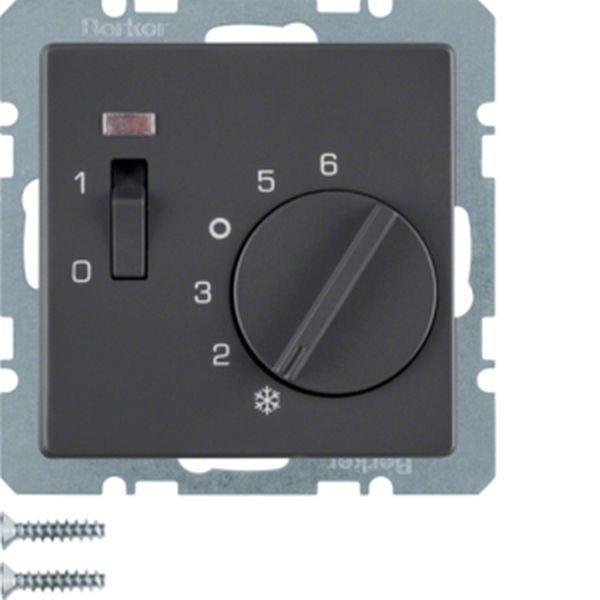 Berker Temperaturregler mit Öffner, Z.-Stk., Wippschalter und LED Q.x anthrazit,