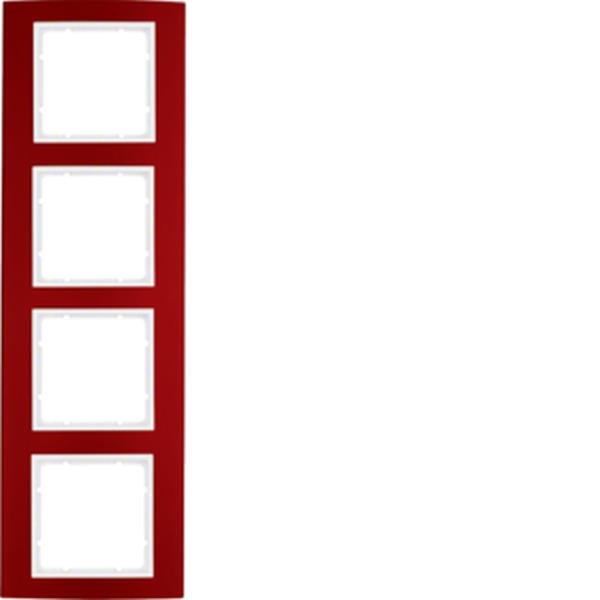 Berker Rahmen 4fach B.3 Alu, rot/polarweiß Berker Rahmen 4fach B.3 Alu, rot/polarweiß