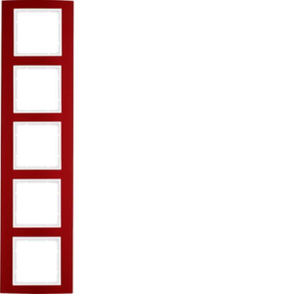 Berker Rahmen 5fach B.3 Alu, rot/polarweiß Berker Rahmen 5fach B.3 Alu, rot/polarweiß