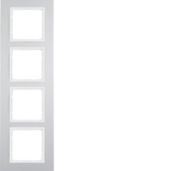 Berker Rahmen 4fach B.7 Alu/polarweiß