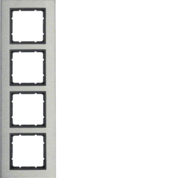 Berker Rahmen 4fach B.7 Edelstahl/anthrazit