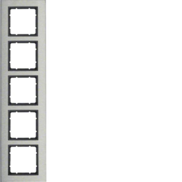 Berker Rahmen 5fach B.7 Edelstahl/anthrazit