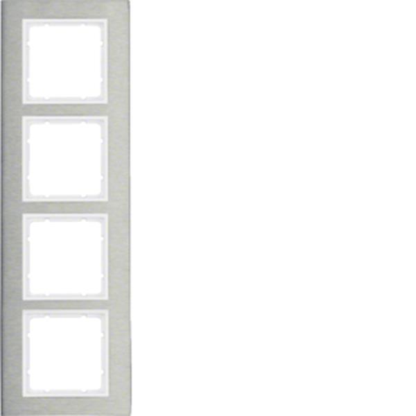 Berker Rahmen 4fach B.7 Edelstahl/polarweiß