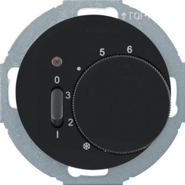 Berker Temperaturregler mit Öffner, Wippschalter und LED R.classic schwarz, glän