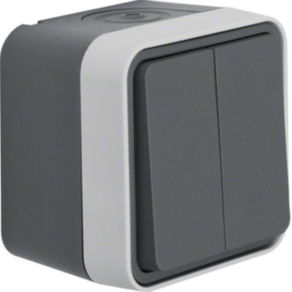Berker Berker Aufputz Serienschalter, Feuchtraumschalter Serie W.1 grau