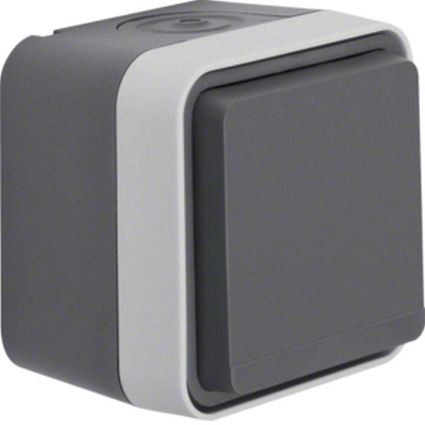 Berker Aufputzsteckdose SCHUKO mit Klappdeckel W.1 grau