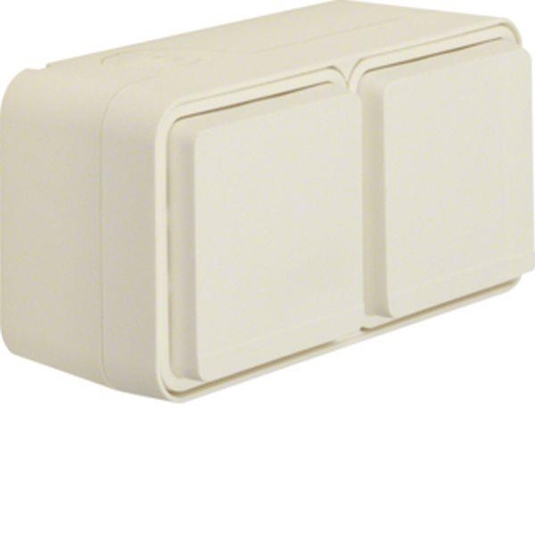 Berker SCHUKO AP Doppelsteckdose waagerecht mit Klappdeckel 2 Schieber W.1, pola