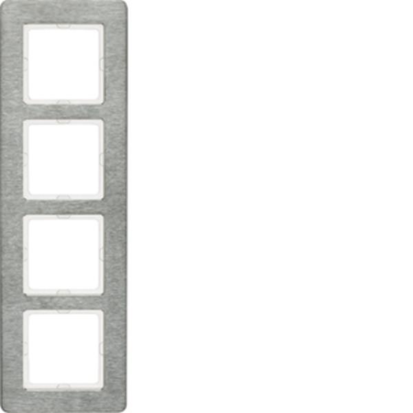 Berker Rahmen 4fach senkrecht, Q.7, Edelstahl