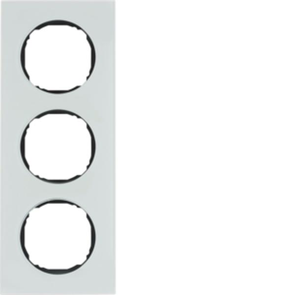 Berker Rahmen 3fach, flach, R.8, Glas polarweiß