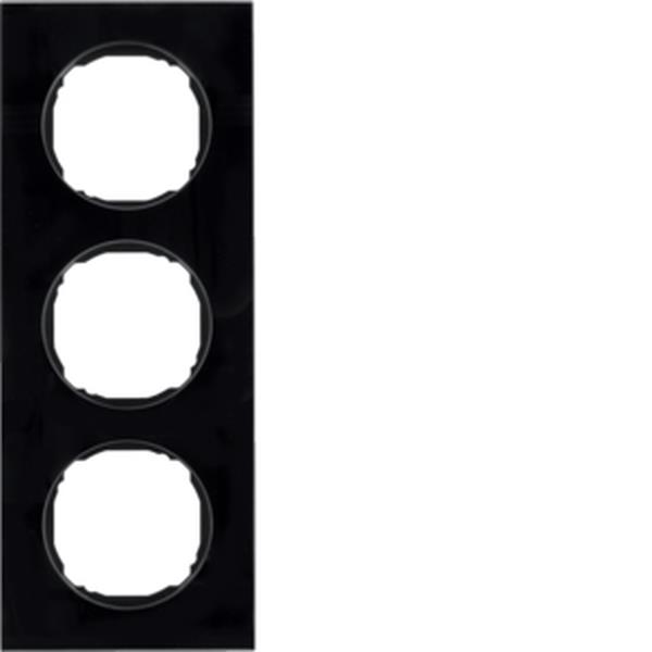 Berker Rahmen 3fach, flach, R.8, Glas schwarz