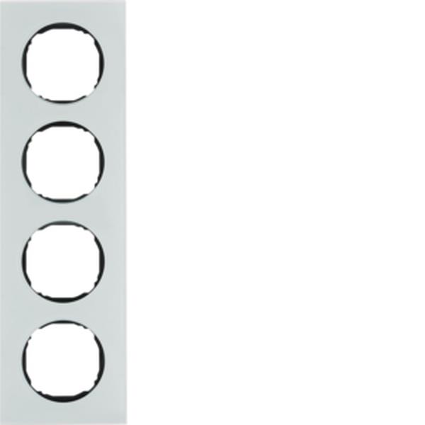 Berker Rahmen 4fach, flach, R.8, Glas polarweiß