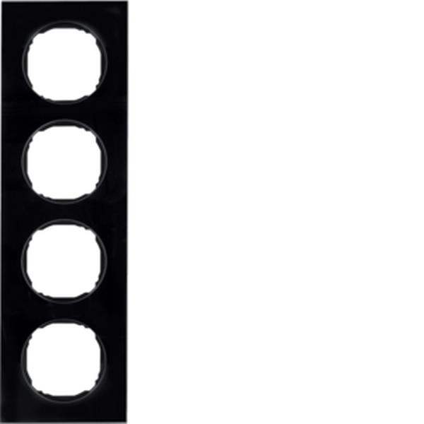 Berker Rahmen 4fach, flach, R.8, Glas schwarz
