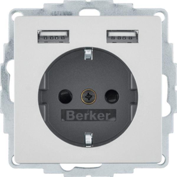 Berker Steckdose SCHUKO/USB A-A, Q.x, alu samt