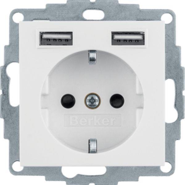 Berker Berker SCHUKO Unterputz Steckdose 1-fach mit USB A-A, Q.x/Q.9, polarweiß