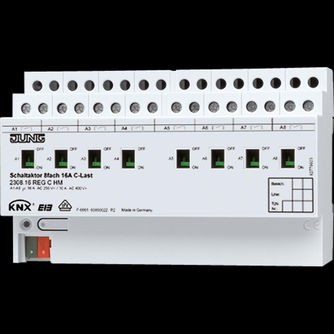 Jung KNX Schaltaktor 8fach C-Last, REG, 8 TE