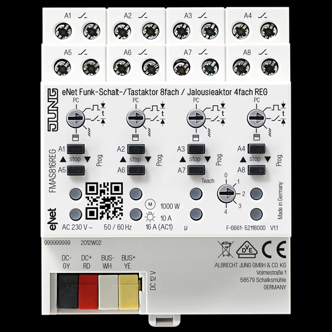 Jung eNet Funk-Schalt-/Tastaktor 8fach / Jalousieaktor 4fach REG