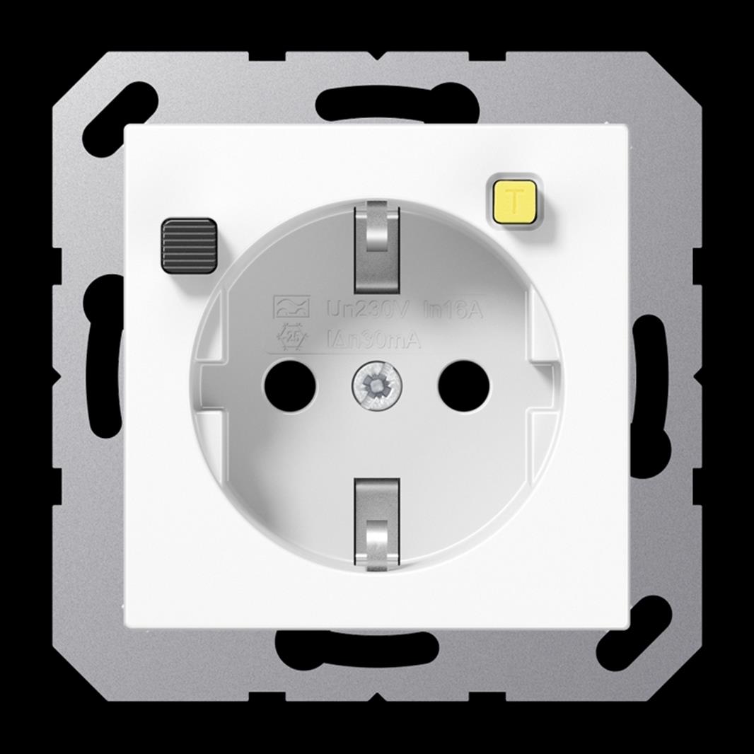 Jung FI-SCHUKO®-Steckdose (RCD) 30 mA, Serie AS/A, alpinweiß