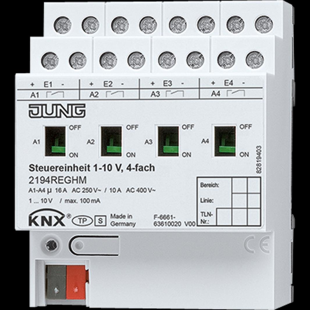 Jung KNX Steuereinheit 1 – 10 V 4fach, REG, 4 TE
