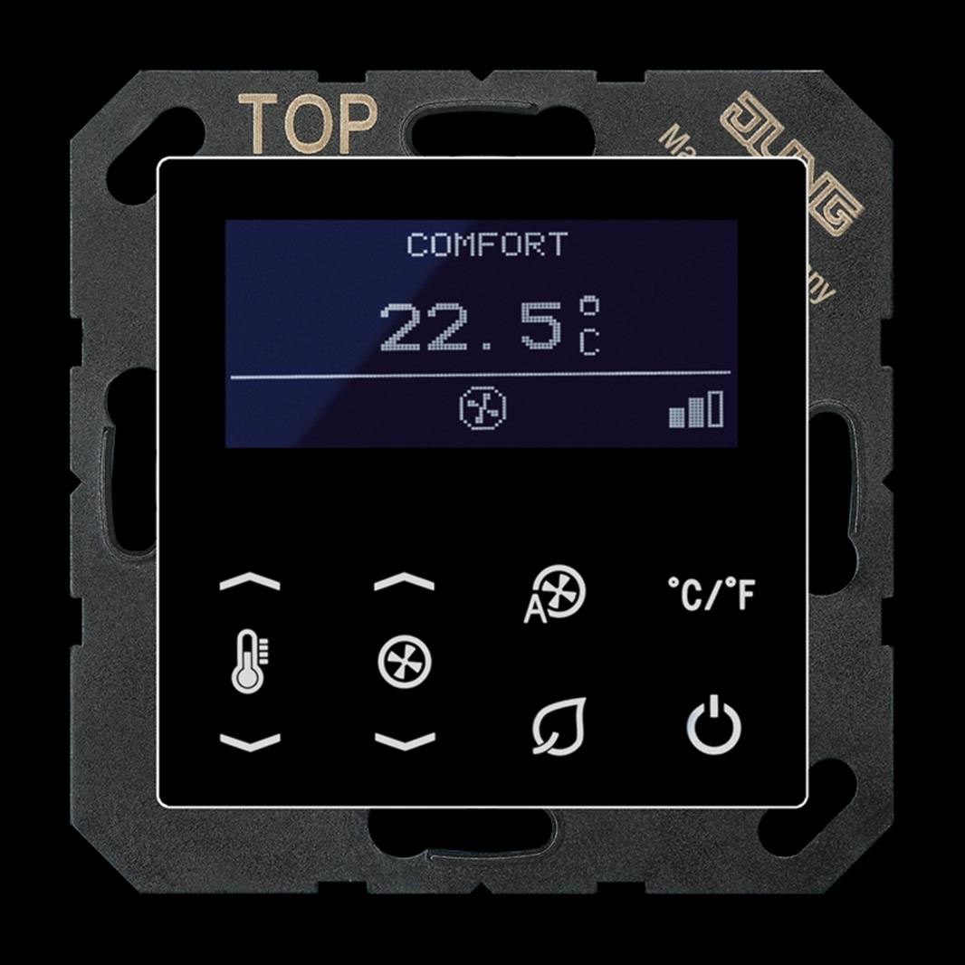 Jung KNX Raumtemperaturregler Fan Coil, Serie A, schwarz