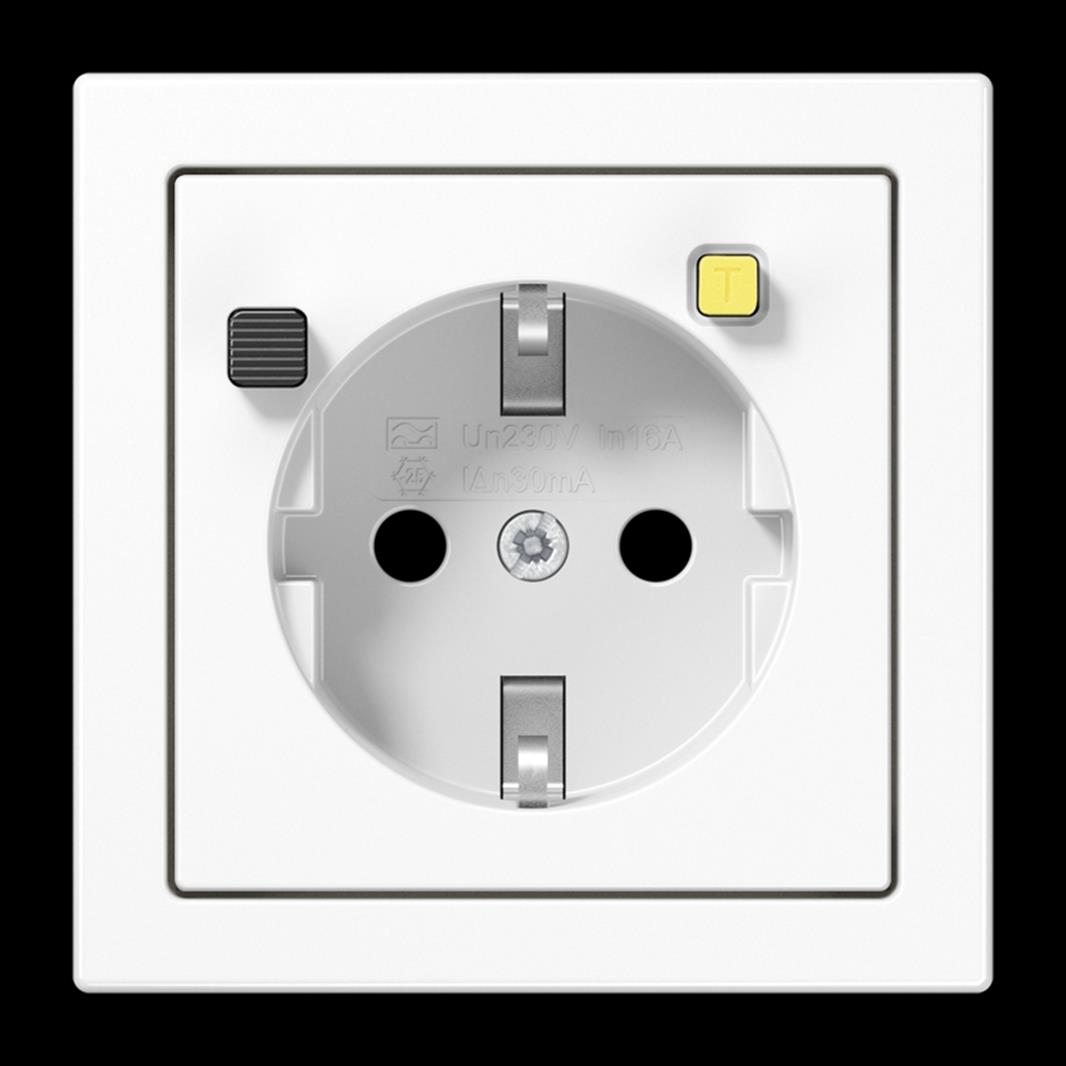 Jung FI-SCHUKO®-Steckdose (RCD) 30 mA, Serie LS, alpinweiß