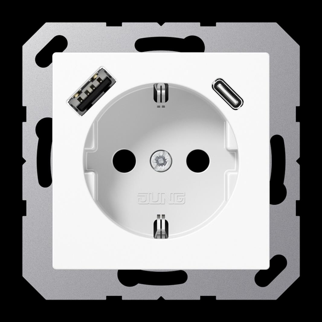 Jung SCHUKO®-Steckdose 16 A 250 V ~, mit USB-Ladegerät 1 x Typ A + 1 x Typ C, SA