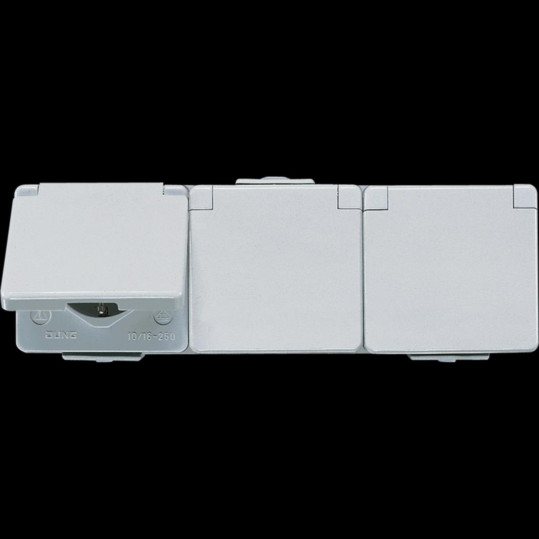 Jung SCHUKO®-Dreifach-Steckdose, 16 A 250 V ~, Schraubklemmen, waagerecht, IP 44