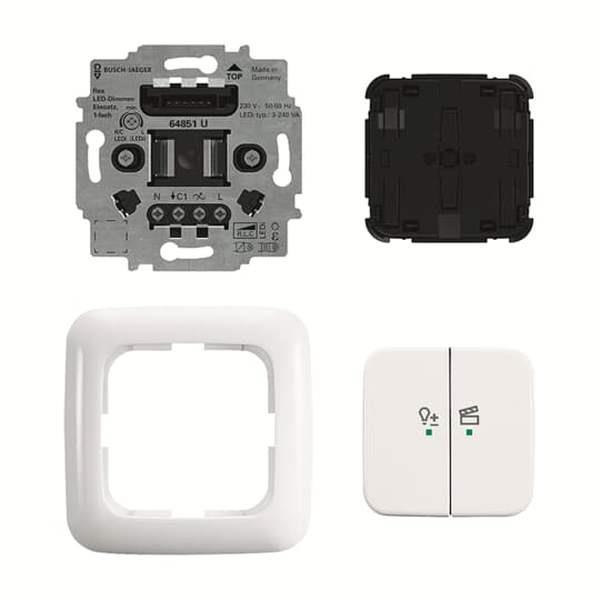 Busch-Jäger 62851 UJ-214-WL-LED-Dimmer-Einsatz flex, 1-fach Komplettset mit 2-fa
