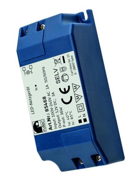 Rutec LED-Netzgerät 12V 36W IP20 100-240V AC Schraubanschluss