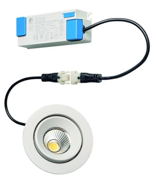 Rutec schwenkb,rund,6W,IP65,27/30/4000K,CRI90-weiß matt GAIL Einbaustrahler,dimm