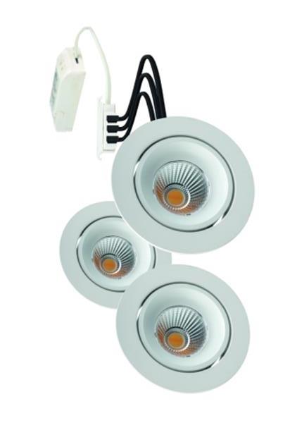 Rutec schw.,rund,300mA,3x6W,IP40,3-1800K,CRI80-weiß matt GAIL LED-Einbaustrahler