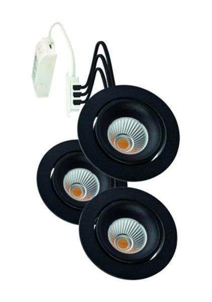 Rutec schw.,rund,300mA,3x7W,IP40,3-1800K,CRI80-sw GAIL LED-Einbaustrahler3er Set