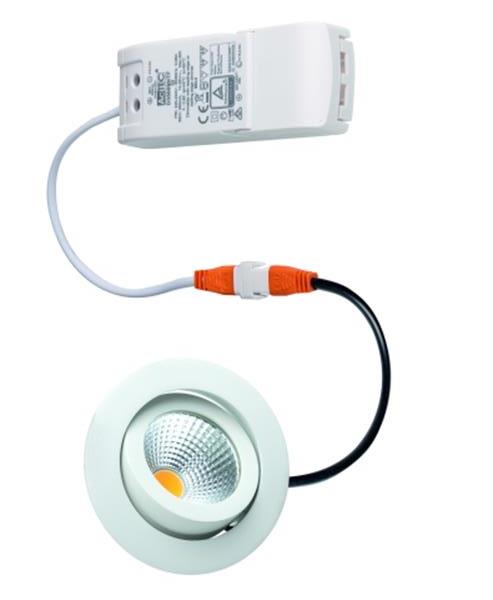 Rutec schwenk.,rund,350mA,8W,IP20,2700K,CRI90-Weiß matt TALU LED-Einbaustrahler