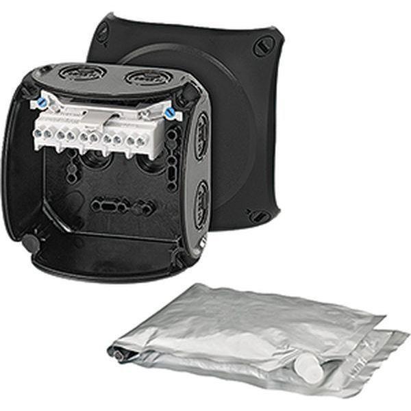 Hensel Kabelabzweigkasten 1,5-4 qmm, 3phasig, 6 qmm 1phasig, 5polig, schwarz