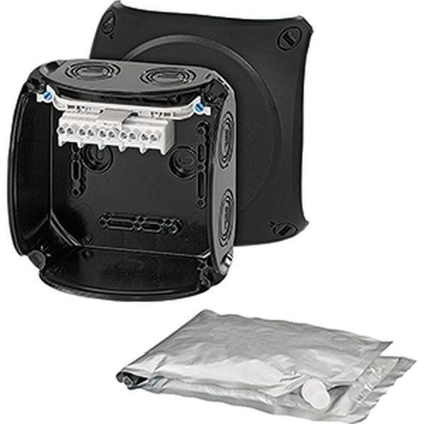 Hensel Kabelabzweigkasten 1,5-4 qmm, 3phasig, 6 qmm 1phasig, 5polig, schwarz