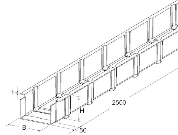 Niedax GFK-Kabelrinne 140x200x2500mm ungelocht