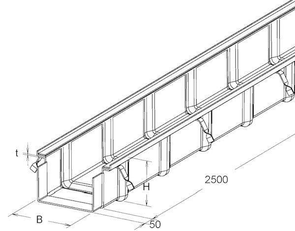 Niedax Kabelrinne schwer ungelocht 191x200x2500mm