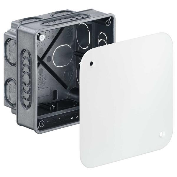 Kaiser Unterputz Verbindungskasten, 87 x 87 x 60 mm, halogenfrei, mit Deckel, mi