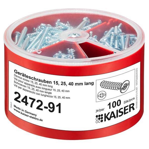 Kaiser Geräteschrauben-Box, je 100 Schrauben, Ø 3,2 x Länge 15/25/40 mm, Kombi-A