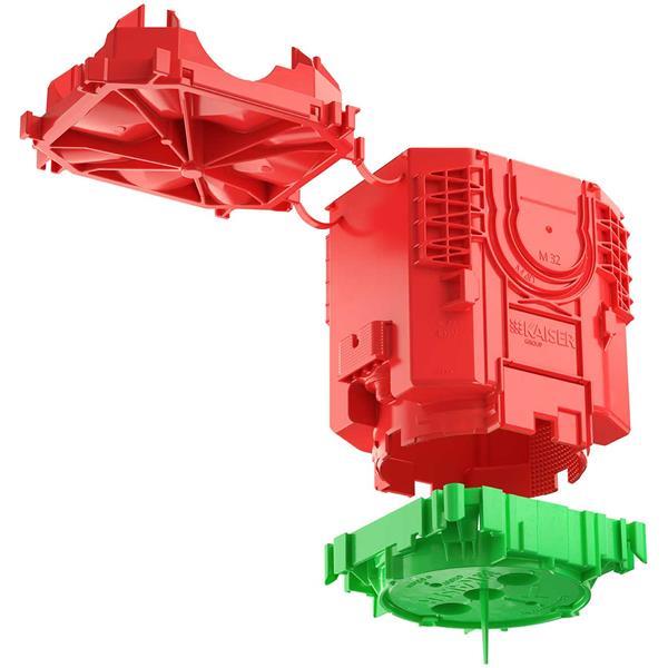 Kaiser Betonbau, B1 Decken-Großrohr-Dose, 2-teilig, Auslassöffnung Ø60mm, Tiefe