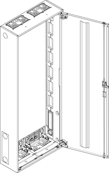 ABN Wandgehäuse schutzisoliert IP43 BxHxT: 550x1400x210mm