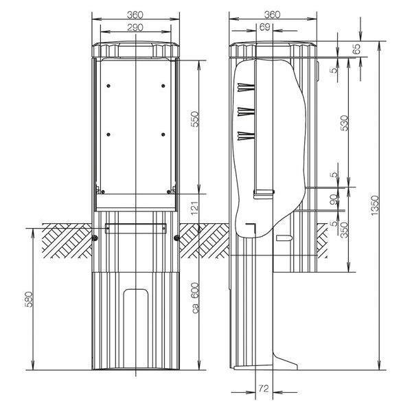 ABN Freiluftsäule SL135P FB1 BH3 H: 1350mm 1fach.schl. ABN Freiluftsäule SL135P FB1 BH3 H: 1350mm 1fach.schl.