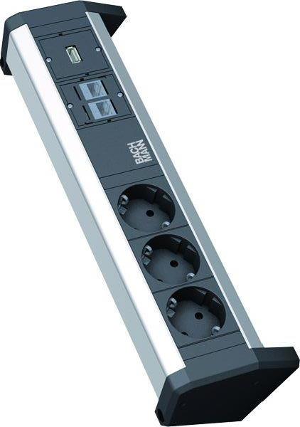 Bachmann DESK 3xSCHUKO 2xCAT5e 1xUSB 339.1006 ohne Zuleitg.
