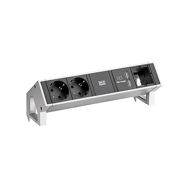 Bachmann Steckdosenleiste DESK2 2xSCHUKO 1xUSB 1xABD Inox