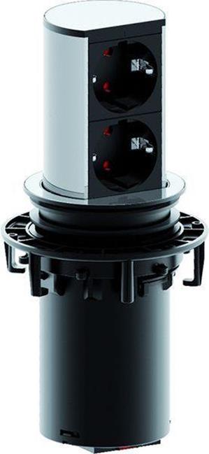 Bachmann Steckdoseneinheit ELEVATOR Kitchen Aluprofil vernickelt