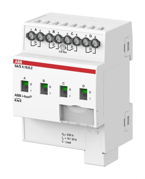 ABB SA/S4.16.6.2 Schaltaktor, 4fach, 16 A, C-Last mit Energiefunktion, REG
