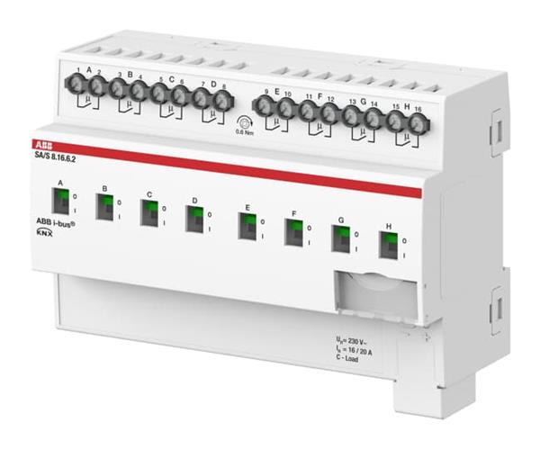 ABB SA/S8.16.6.2 Schaltaktor, 8fach, 16 A, C-Last mit Energiefunktion, REG