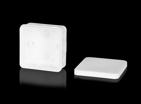 FR Abzweigkasten E1210ws, 80x80x37mm, IP55, ws/ws, o. Laschen, m. Durchstoßmembr