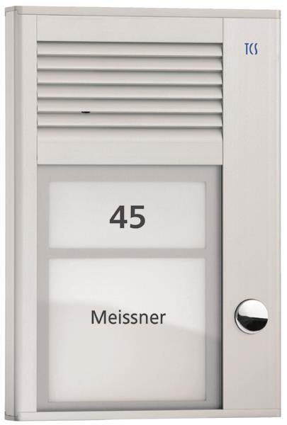 TCS Audio Außenstation Serie PAK 1 Klingeltaste (rechtsbündig), AP silber