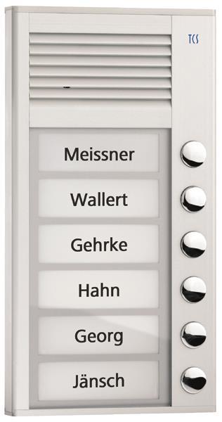 TCS Audio Außenstation Serie PAK 6 Klingeltasten (rechtsbündig), AP silber