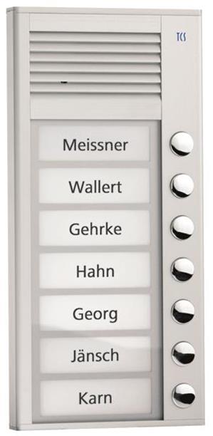 TCS Audio Außenstation Serie PAK 7 Klingeltasten (rechtsbündig), AP silber